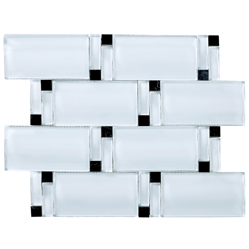 Carrelage mosaïque en verre lustré 11,82 po x 12,01 po Reflection, Blanc