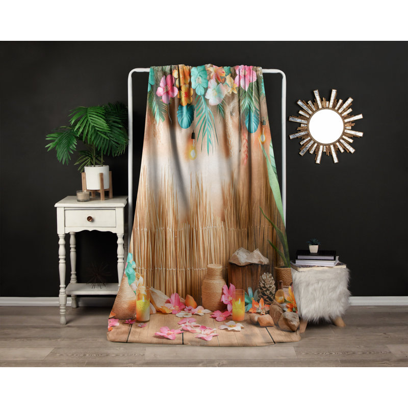 Throw Blanket, 68" W x 80" L, Floral/Abstract, Brown/Green/Blue/Pink