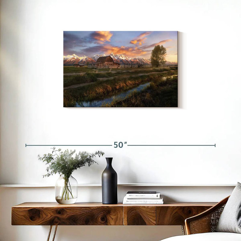 Scène de coucher de soleil Alvord Moulton Barn, H 20 po x l 30 po
