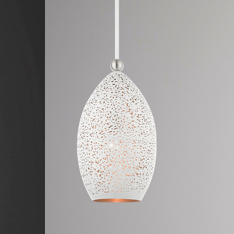 Luminaire suspendu en forme de dôme à 1 lumière Bion, Blanc