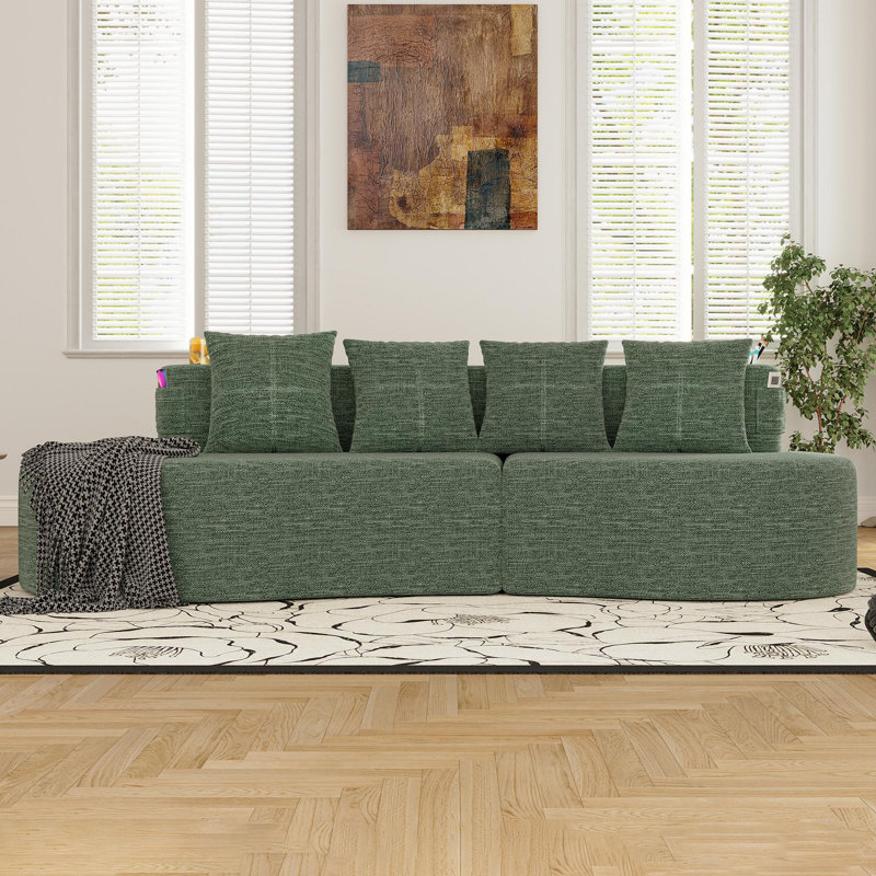 Canapé modulaire courbé 94,49 po 3 places, Green