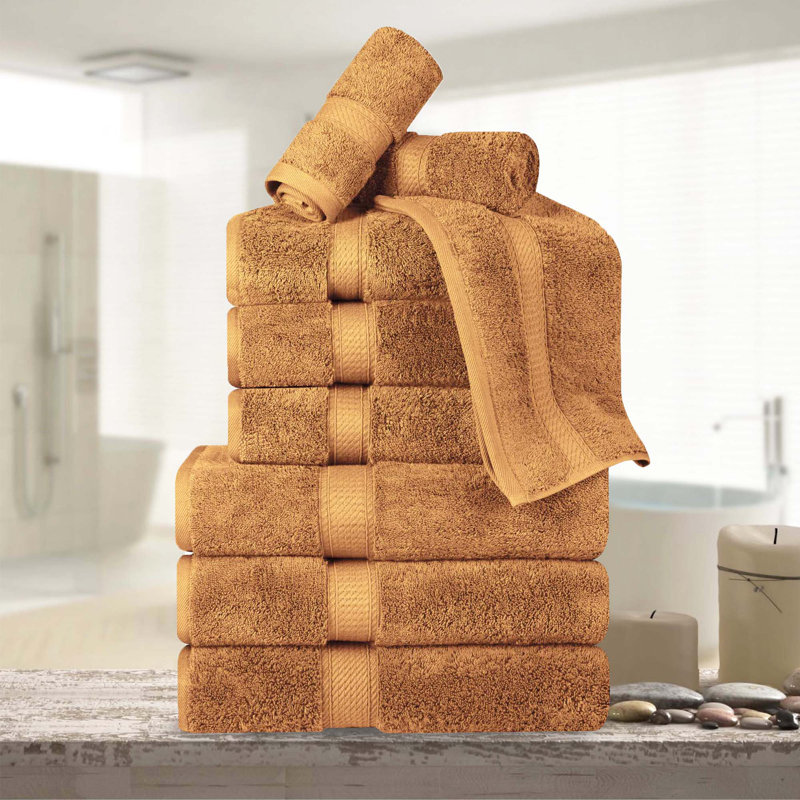 Rust Egyptian Cotton 800 GSM Heavy Luxury Bath Towel Set, 6 Pieces