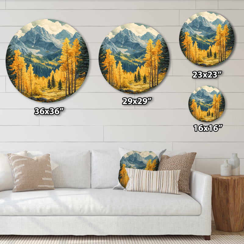 Échos de la forêt au sommet de l'Alaska II - décoration murale ronde en métal Alaska, H 16 po x l 16 po