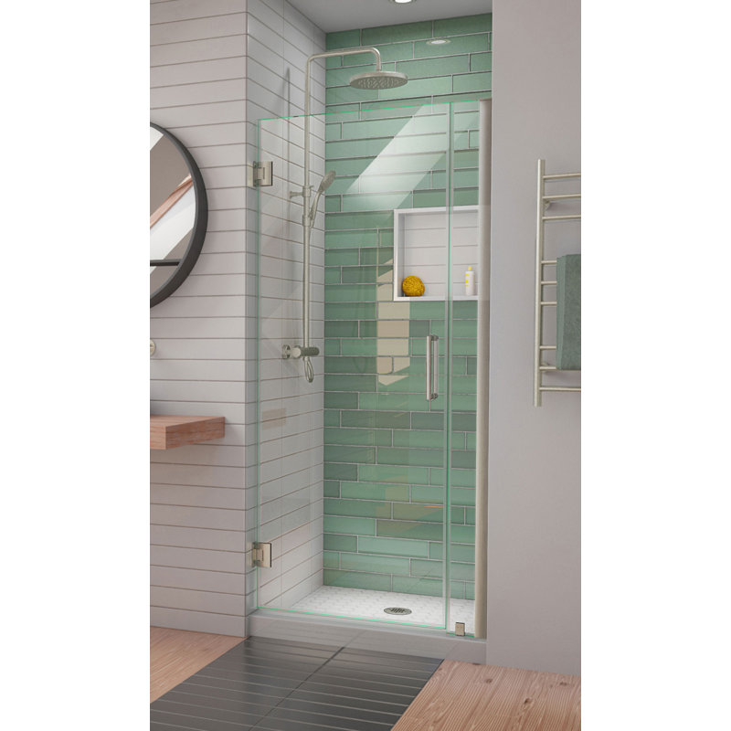 DreamLine Unidoor-LS 30 - 31 inch W x 72 inch H Frameless Hinged Shower Door in Brushed Nickel, Brushed Nickel, 31"