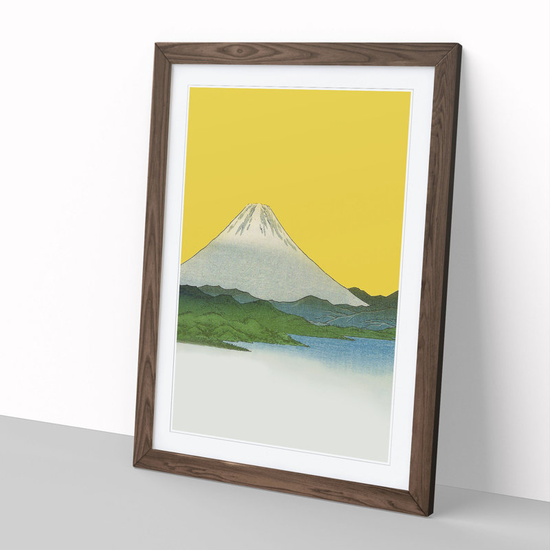 Mount Fuji V2 - Picture Frame Painting, 36cm H x 27cm W x 2cm D, Walnut Framed
