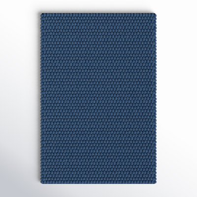 Amira Solid Color Handwoven Wool/Cotton Area Rug in Blue