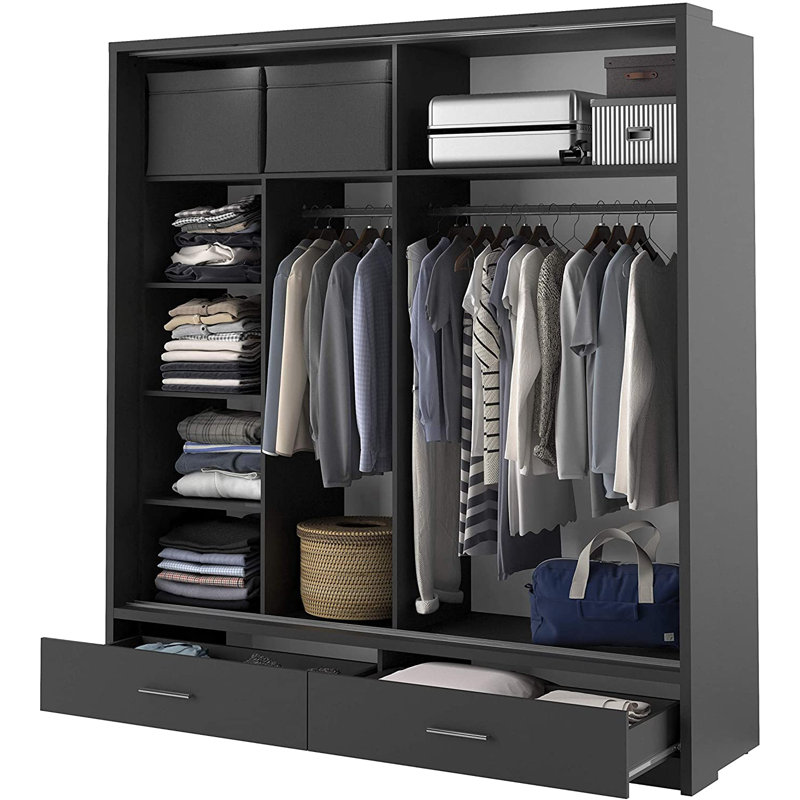 Crestline 2 Door Wardrobe, Black