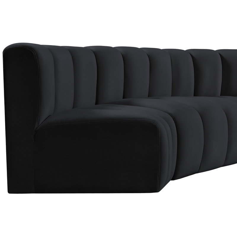 Iyra Upholstered Curved Sectional Reversible, Black Velvet