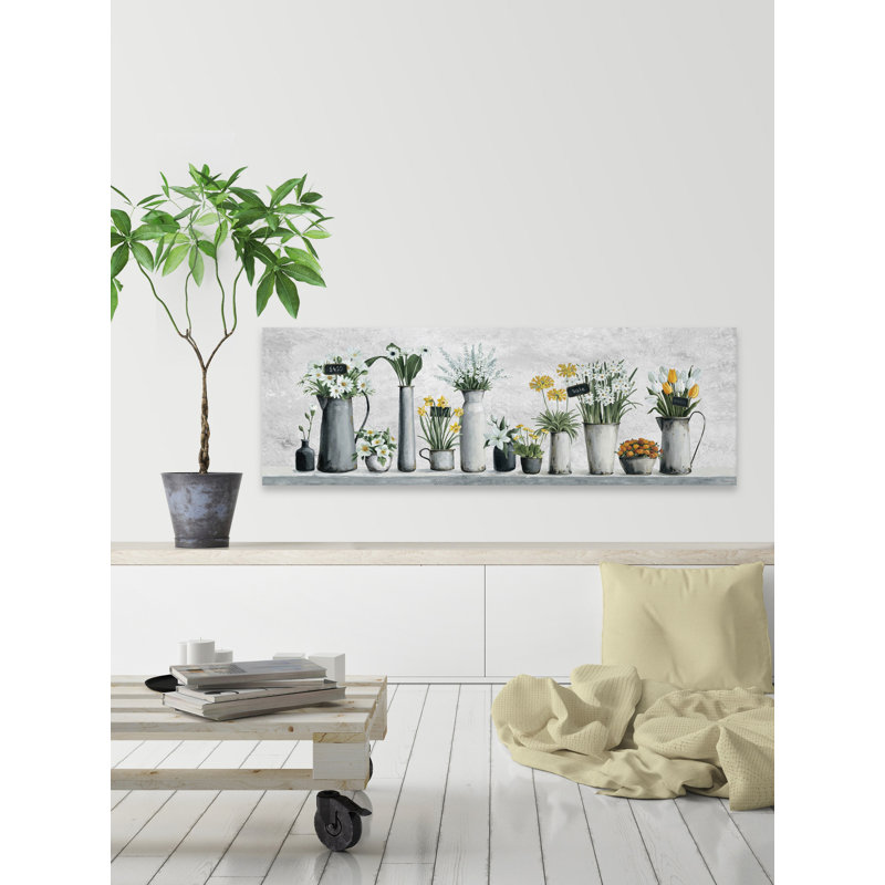 «Outdoor Flower Pots», reproduction sur toile tendue, H 5 po x l 15 po x P 1,5 po