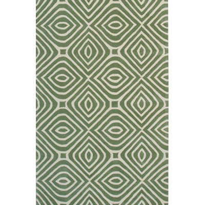 Hand Tufted Wool Area Rug in Green