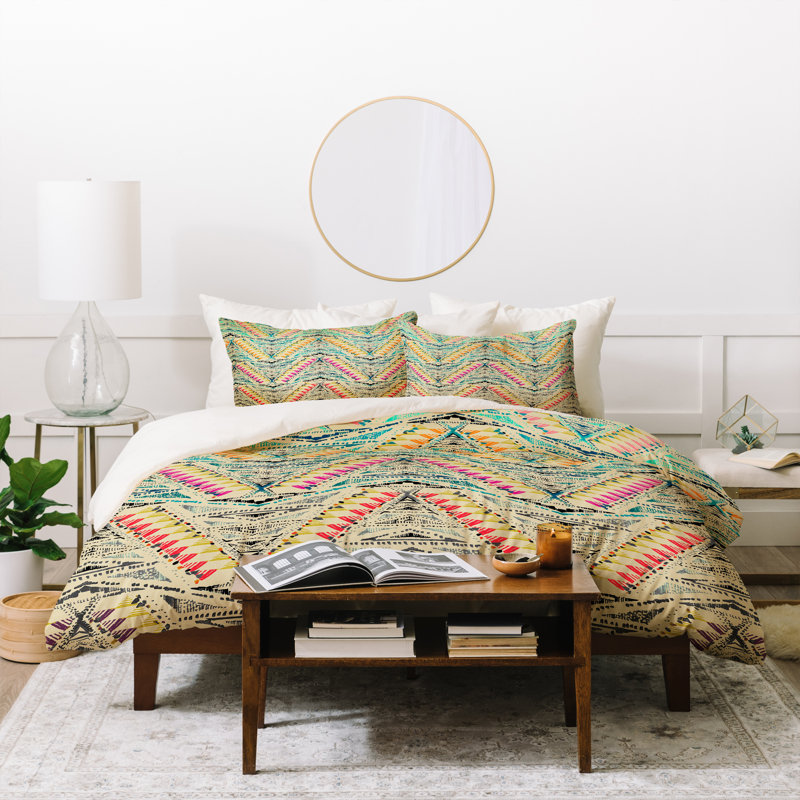 Rustic Polyester Geometric Shapes Duvet Cover, Twin/Twin XL Duvet Cover + 1 Standard Sham