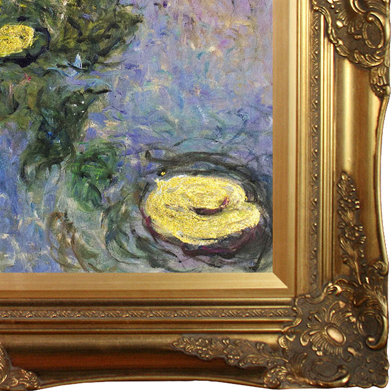 "Lys d’eau" par Claude Monet, peinture sur toile encadrée Luxury Line, H 32 po x l 28 po x P 2 po, Or victorien