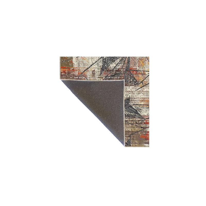 Siesta Brown Patterned Woven Base Washable Rug, Rectangle 3'3" x 4'11" Rug Pad Included