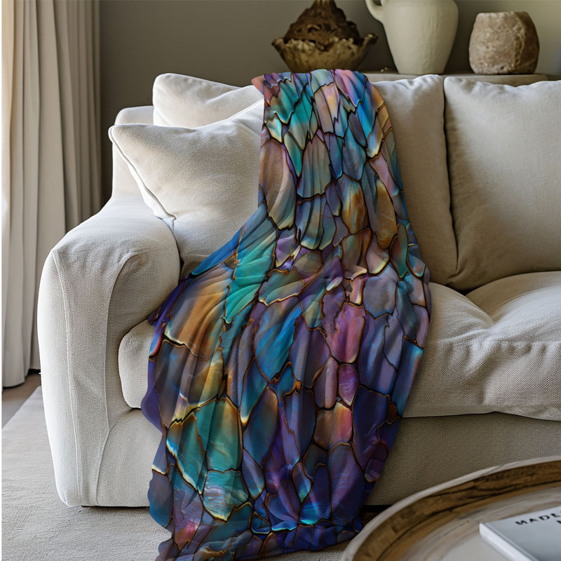 Motif de balise maritime - 1 pièce Sherpa Premium, L 50 po x L 60 po, Motifs opale arc-en-ciel