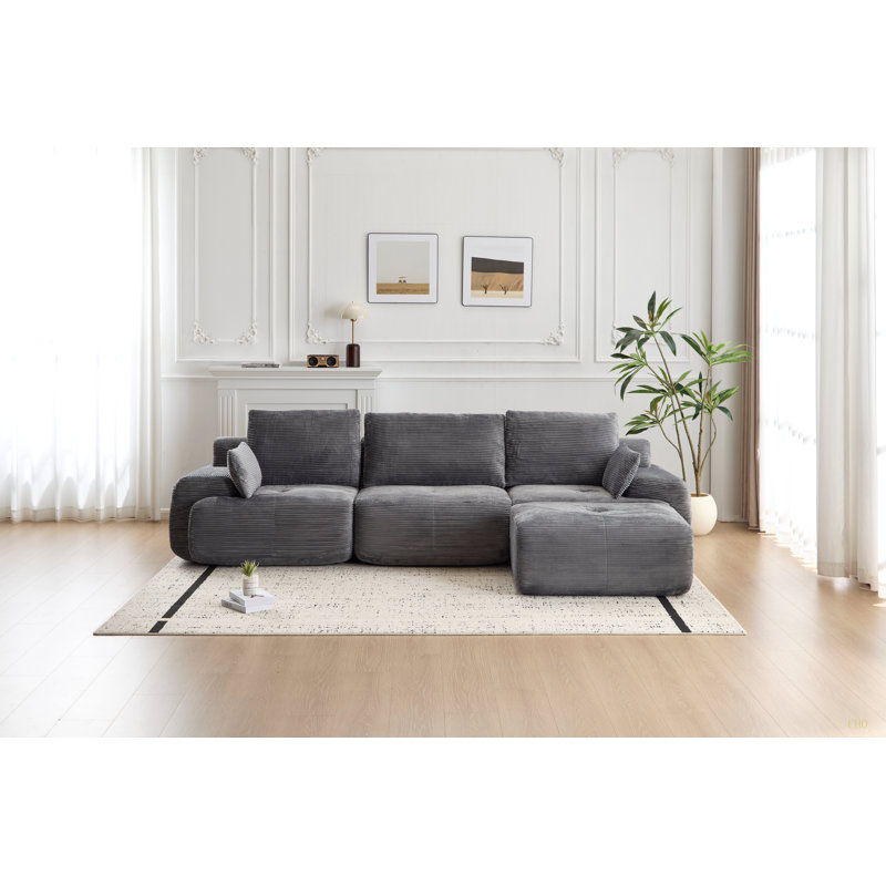 Modern Memory Foam Compressed Sofa,Large Sectional Couches For Living Room,Pet-Friendly Cloud Modular Sectional Sofa,Corduroy Fabric,Extra Deep Loveseat,No Assembly Required