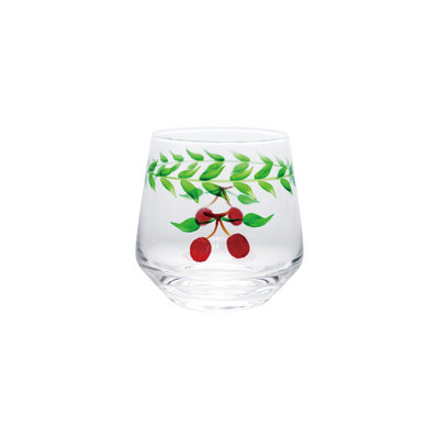 12 verres en verre peints à la main avec cerises, vert et rouge, ensemble de 6