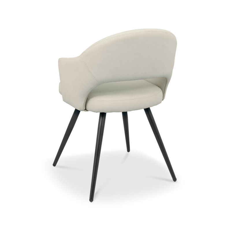 Alcanza STERLING UPHOLSTERED DINING CHAIR - FAUX LEATHER - BLACK SAND POWDER COATED LEGS (PAIR), Ivory