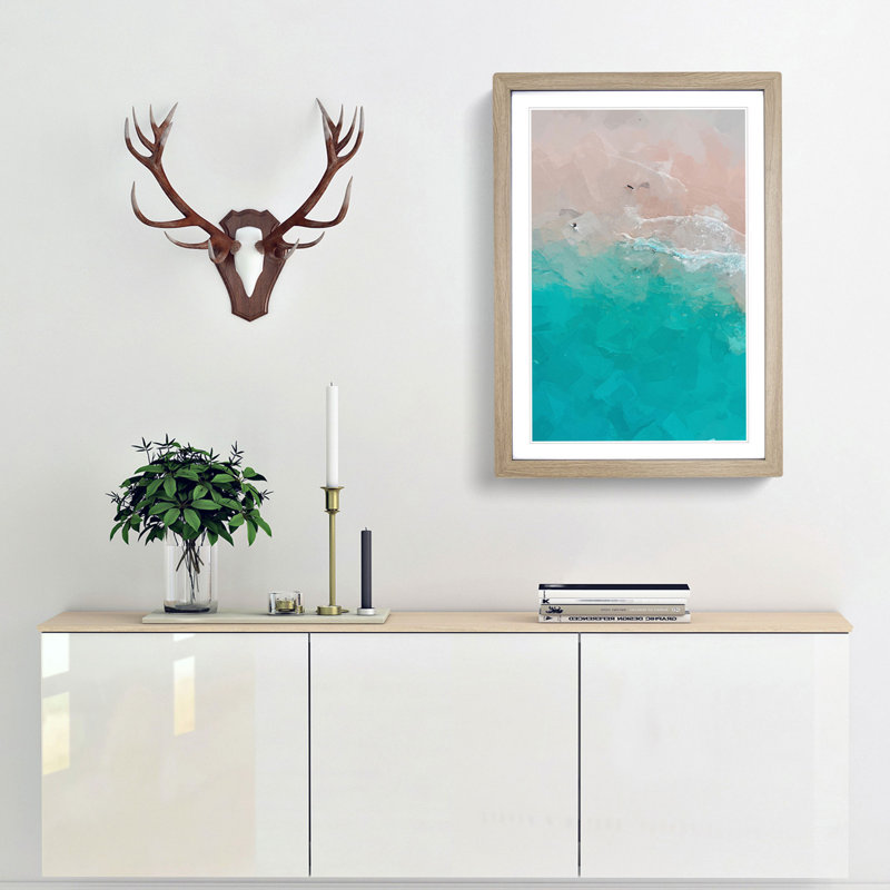 The Gold Coast Beach in Australia in Abstract - Picture Frame Graphic Art Print, 87cm H x 62cm W x 2cm D, Oak Framed