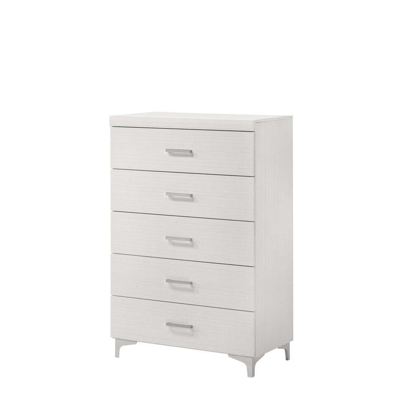 Commode blanche à 5 tiroirs avec pieds en métal