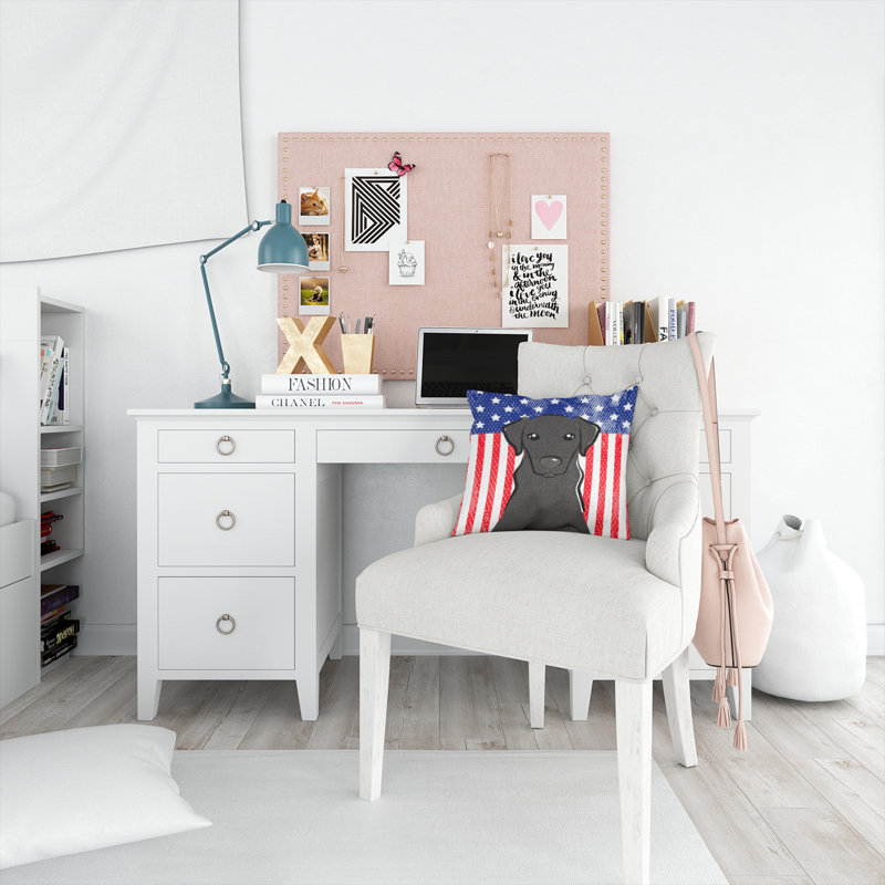  Coussin 14 "American Flag, 14 po x 14 po, Labrador noir