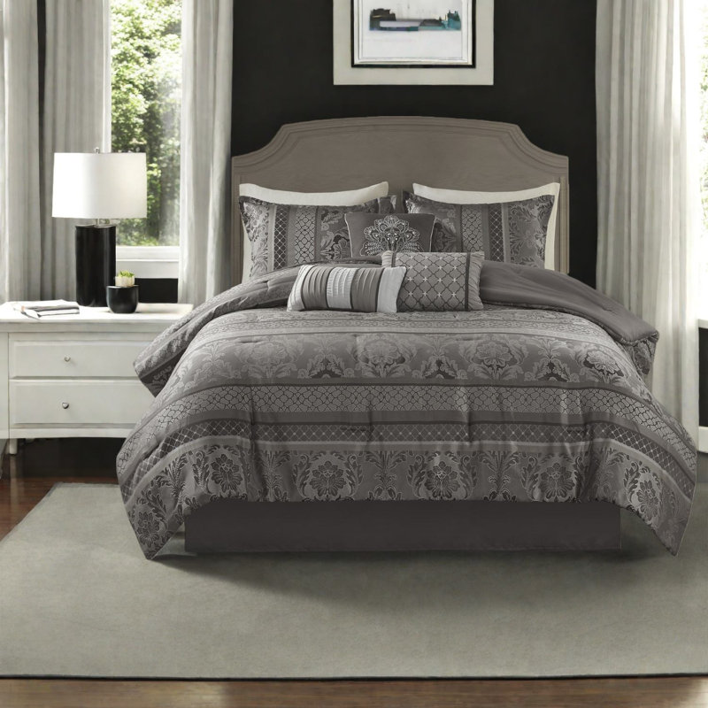 Ensembles de literie de luxe, polyester californien gris jacquard pour maison moderne