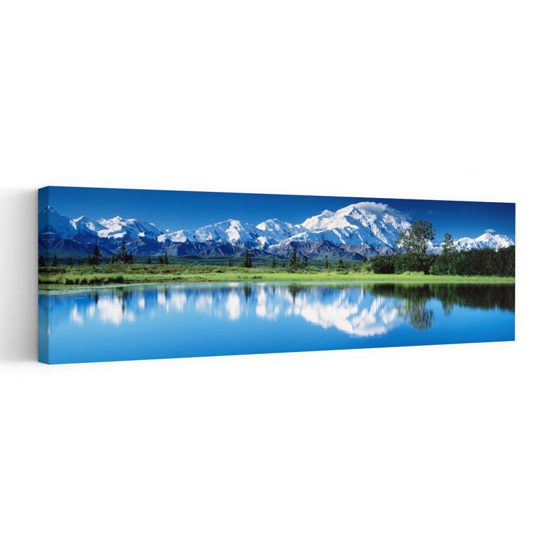 «Denali National Park Ak Usa», art contemporain de paysage forestier abstrait, H 16 po x l 48 po