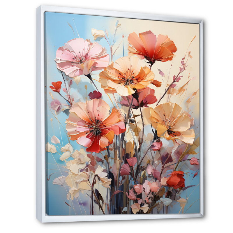 Oeillets, représentation multicolore acrylique I - impressions murales florales et botaniques, H 40 po x l 30 po x P 1,5 po