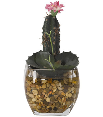 8 " H Faux Plant in Glass Decorative Vase