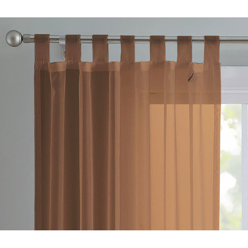 Birdsall Tab Top Sheer Single Curtain Panel, 144 W x 183 D cm, Chocolate