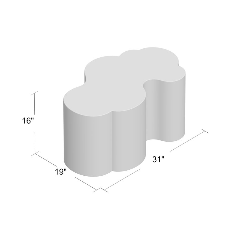 Table basse Caldria Kate avec forme libre en forme de nuage - Table d'appoint moderne, Argent argent