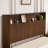 Queen Size Bed Frame With Storage Headboard, Built-In Charging Station, Wavy Curved Lines Design, Silent Operation, Metal Support, Walnut-438327683-438327682