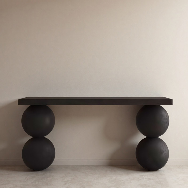 Console Mid-Century moderne en bois massif, H 27,6 po x l 55,1 po x P 11,8 po