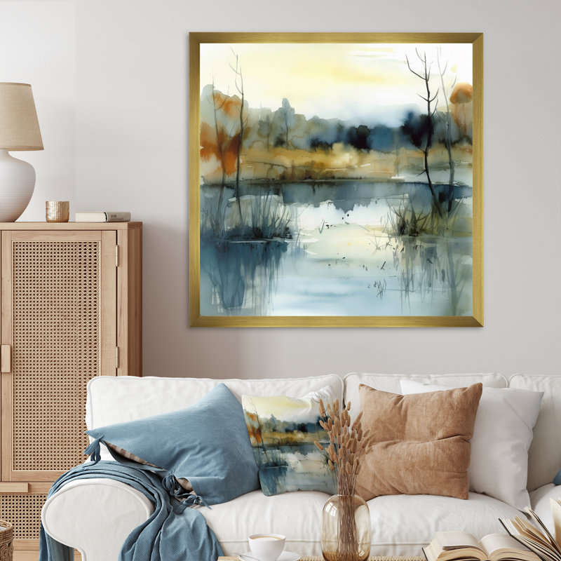 Illustration de paysage de lac d'été VI - impressions encadrées de lac, H 16 po x l 16 po x P 1 po