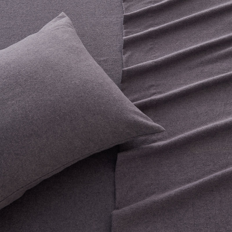 Ensemble de draps en flanelle de coton mélangé Raye, Simple, Mauve açai chiné