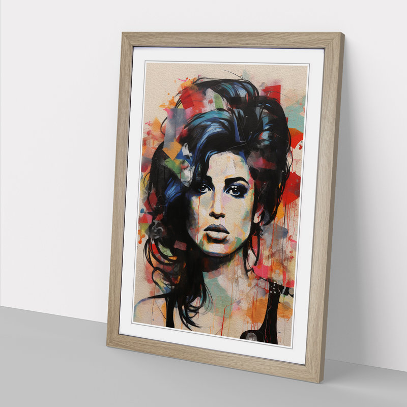XYZ-FRM-V1223-1807 Amy Winehouse Constructivism - Single Picture Frame Print on Wood, Oak, 34cm H x 25cm W x 2cm D