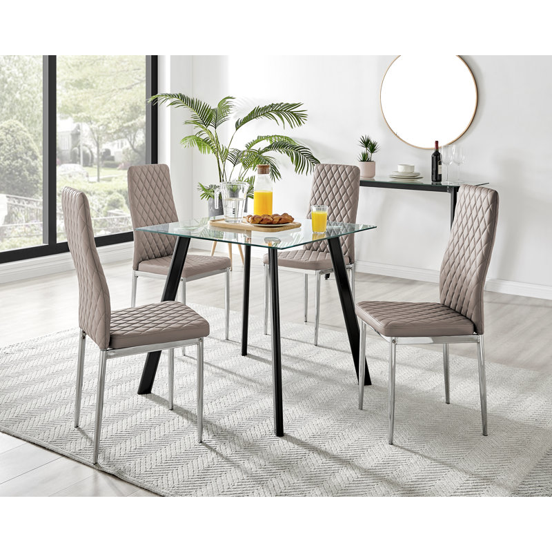 4 - Person Dining Set, Cappuccino/Silver