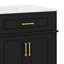 Meuble-lavabo 36 po avec lavabo, tiroir coulissant, 2 portes, meuble-lavabo en bois massif et panneau de fibres à densité moyenne avec 4 tiroirs et tablette réglable-114937041