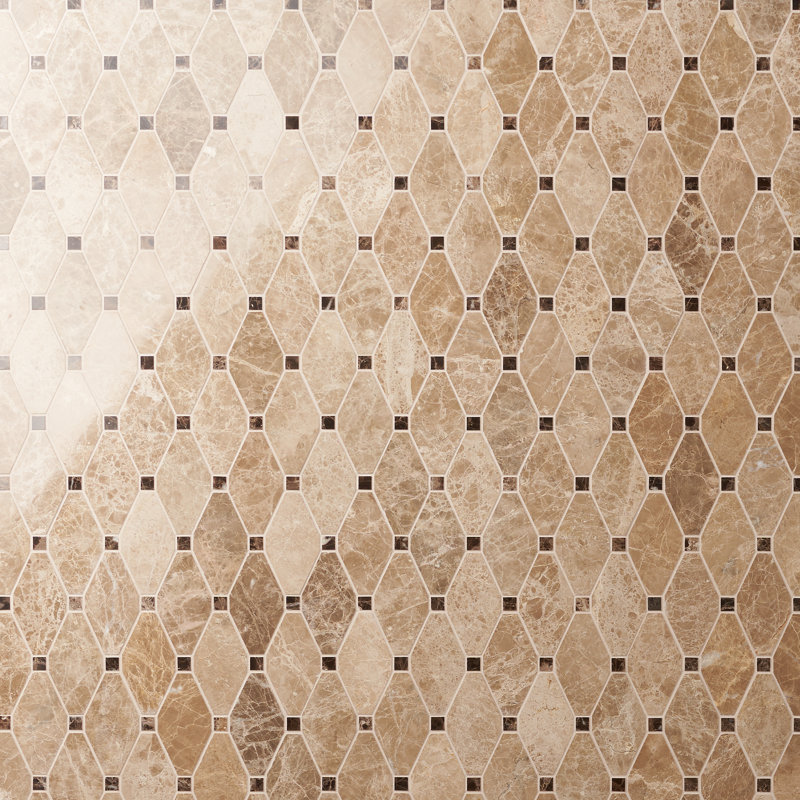 Carreau de mosaïque de mur et de plancher en marbre 11,87 po x 13 po diapson, Emparador