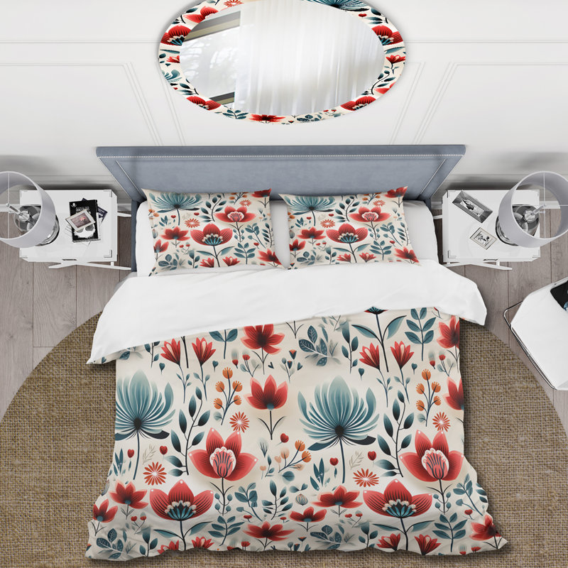 Moroccan Influence Floral Dreams III - Ensemble de housse de couette à motif floral