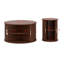 Ensemble de 2 tables basses Mid-Century, rondes en bois avec porte tambour-120133618
