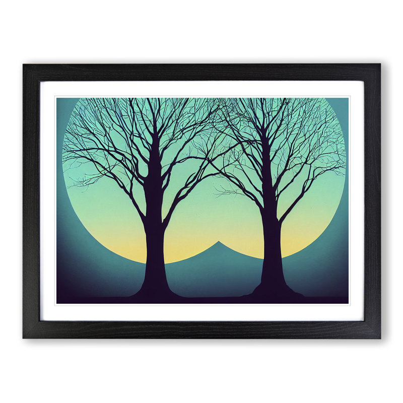 Pleasing Trees Abstract 1 Piece Single Picture Frame Wall Art, 46cm H x 64cm W x 2cm D, Black Framed