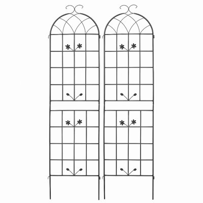 Barrière de jardin, treillis de jardin en métal, paquet de 2 treillis en métal pour plantes grimpantes, treillis d'intérieur / extérieur pour plantes en pot, plantes d'intérieur, vignes grimpantes, fleurs et légumes, écran de décoration pour clôture de jardin