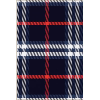Navy Blue Themed Striped Geometric Patterned Creative Modern Decorative Carpet