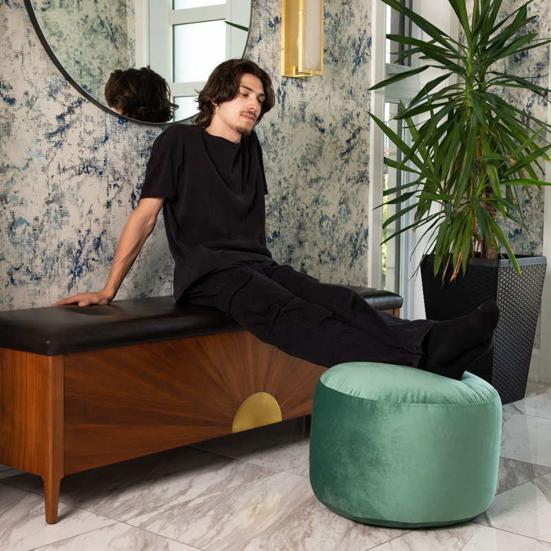 Franka Velvet Pouf, Mint Velvet