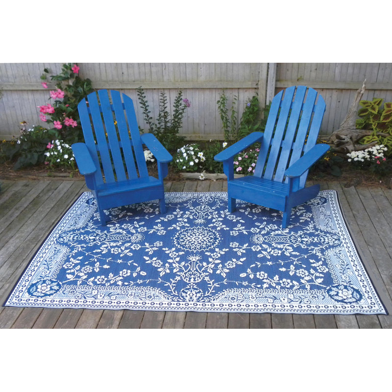 Garland Oriental Polypropylene Blue Indoor/Outdoor Area Rug - Reversible, UV Resistant, Rectangle 6' x 9'