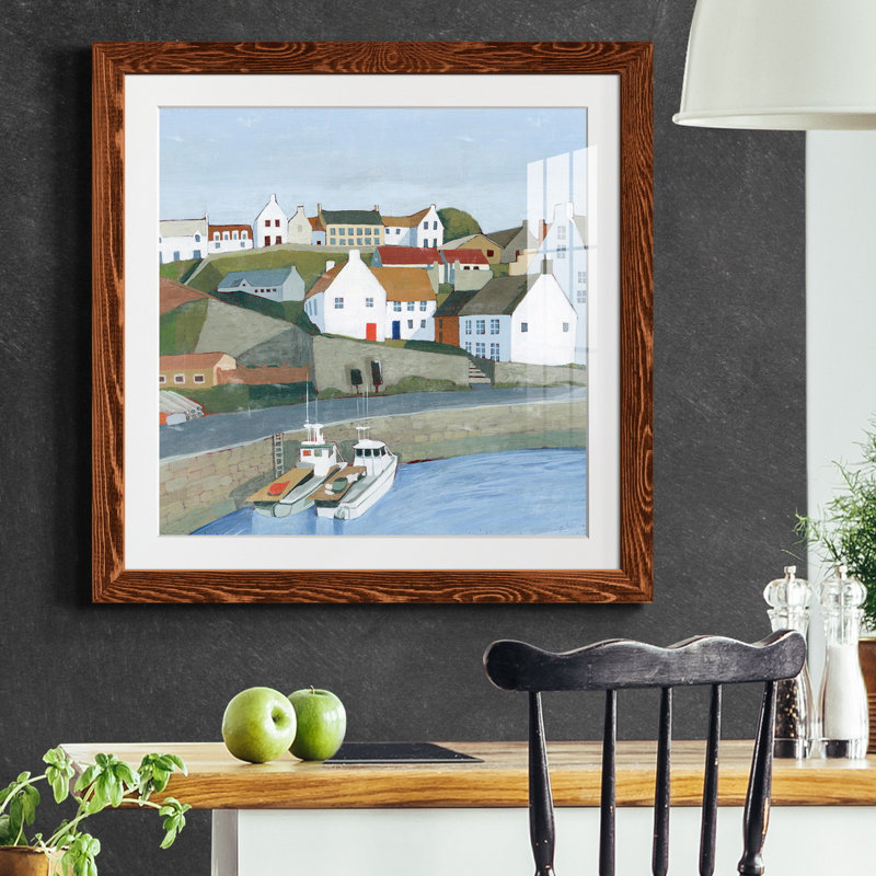 «Old Coast Town I», reproduction encadrée de qualité supérieure - prête à être accrochée, Cadre en érable
