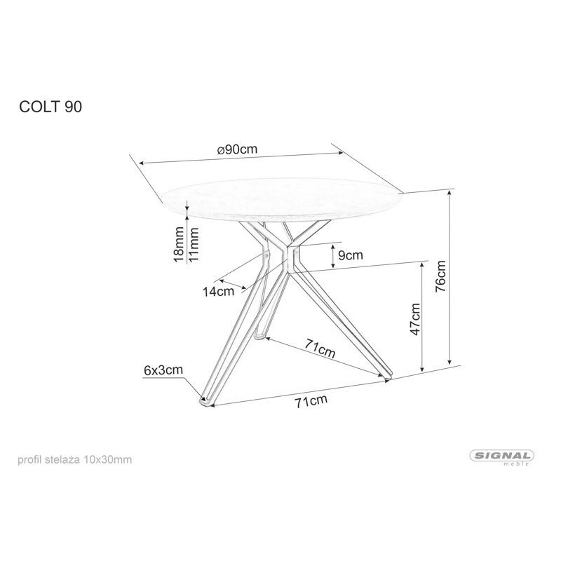 Fourche Round Metal Base Dining Table