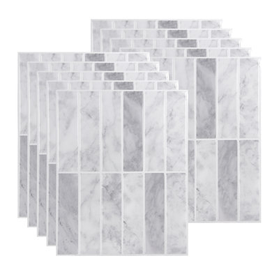 Marble Peel And Stick Gel Backsplash, 11.5'' L X 9'' W ( Set of 10 )