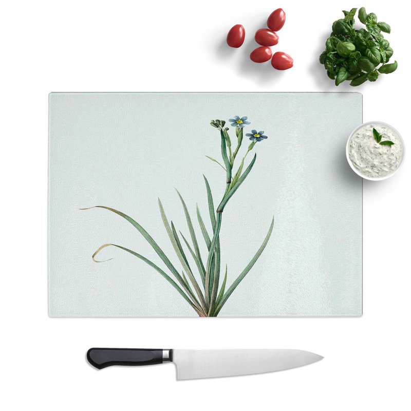 Tempered Glass Bermudiana Flowers Chopping Board, 39 cm W x 28.5 cm L