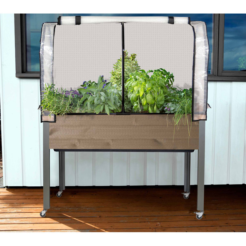 Gracie Oaks Self-Watering Planter (21 X 47) + Combo Cover, Brown